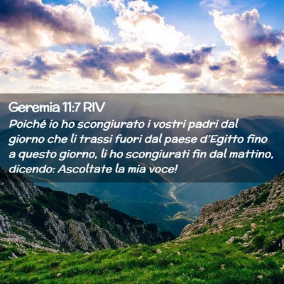 Picture 02 - Geremia 11:7 RIV - Poiché io ho scongiurato i vostri padri dal - Bible Verse Picture