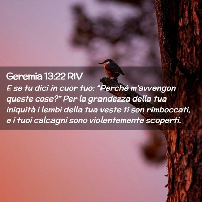 Picture 02 - Geremia 13:22 RIV - E se tu dici in cuor tuo: “Perché m’avvengon - Bible Verse Picture