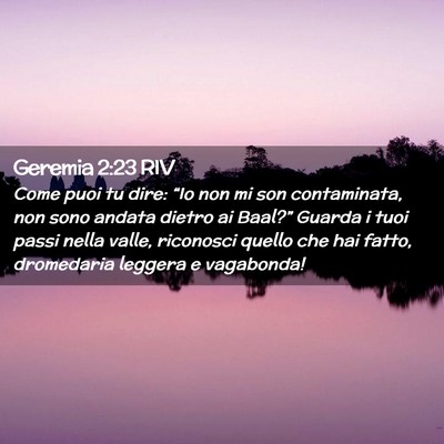 Picture 02 - Geremia 2:23 RIV - Come puoi tu dire: “Io non mi son contaminata, - Bible Verse Picture