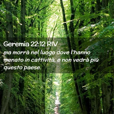 Picture 02 - Geremia 22:12 RIV - ma morrà nel luogo dove l’hanno menato in - Bible Verse Picture