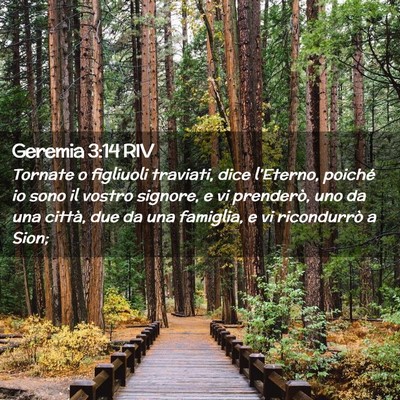 Picture 02 - Geremia 3:14 RIV - Tornate o figliuoli traviati, dice l’Eterno, - Bible Verse Picture