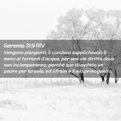 Picture 02 - Geremia 31:9 RIV - Vengono piangenti; li conduco supplichevoli; li - Bible Verse Picture