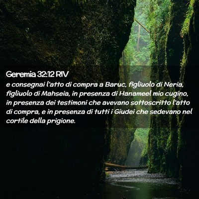 Picture 02 - Geremia 32:12 RIV - e consegnai l’atto di compra a Baruc, figliuolo - Bible Verse Picture