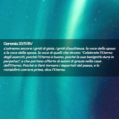 Picture 02 - Geremia 33:11 RIV - s’udranno ancora i gridi di gioia, i gridi - Bible Verse Picture