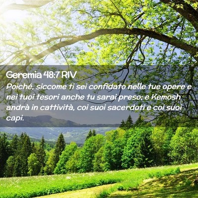 Picture 02 - Geremia 48:7 RIV - Poiché, siccome ti sei confidato nelle tue opere - Bible Verse Picture