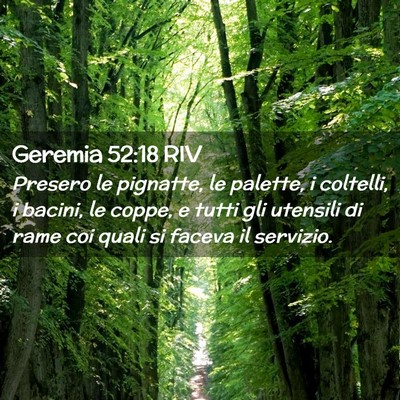 Picture 02 - Geremia 52:18 RIV - Presero le pignatte, le palette, i coltelli, i - Bible Verse Picture