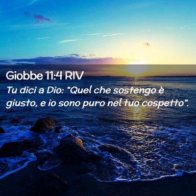 Picture 02 - Giobbe 11:4 RIV - Tu dici a Dio: “Quel che sostengo è giusto, e - Bible Verse Picture