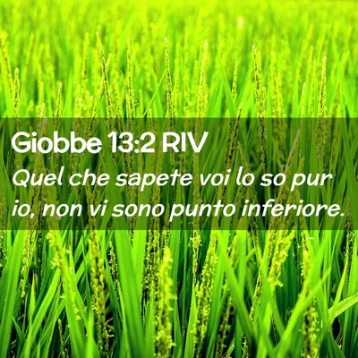 Picture 02 - Giobbe 13:2 RIV - Quel che sapete voi lo so pur io, non vi sono - Bible Verse Picture