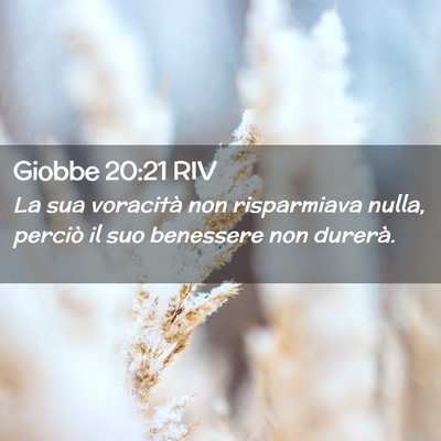 Picture 02 - Giobbe 20:21 RIV - La sua voracità non risparmiava nulla, perciò - Bible Verse Picture