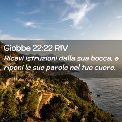 Picture 02 - Giobbe 22:22 RIV - Ricevi istruzioni dalla sua bocca, e riponi le - Bible Verse Picture