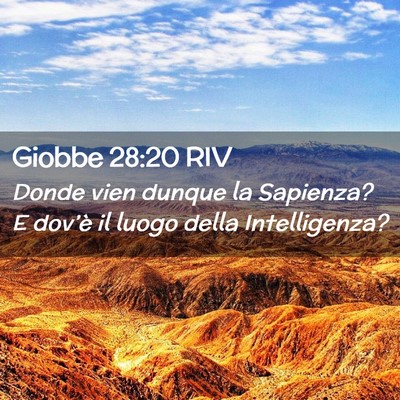 Picture 02 - Giobbe 28:20 RIV - Donde vien dunque la Sapienza? E dov’è il - Bible Verse Picture