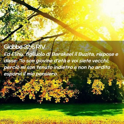 Picture 02 - Giobbe 32:6 RIV - Ed Elihu, figliuolo di Barakeel il Buzita, - Bible Verse Picture