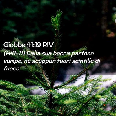 Picture 02 - Giobbe 41:19 RIV - (H41-11) Dalla sua bocca partono vampe, ne - Bible Verse Picture