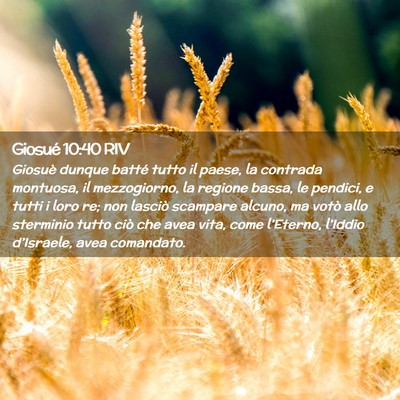 Picture 02 - Giosué 10:40 RIV - Giosuè dunque batté tutto il paese, la contrada - Bible Verse Picture
