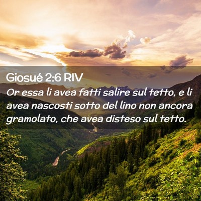 Picture 02 - Giosué 2:6 RIV - Or essa li avea fatti salire sul tetto, e li avea - Bible Verse Picture