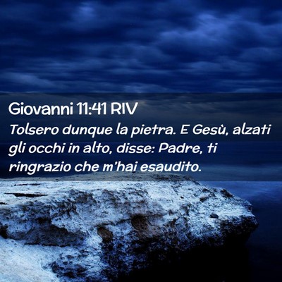 Picture 02 - Giovanni 11:41 RIV - Tolsero dunque la pietra. E Gesù, alzati gli - Bible Verse Picture