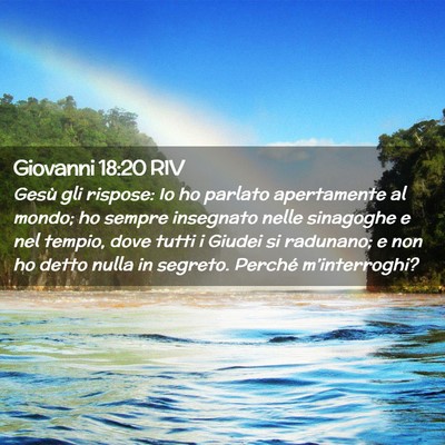 Picture 02 - Giovanni 18:20 RIV - Gesù gli rispose: Io ho parlato apertamente al - Bible Verse Picture