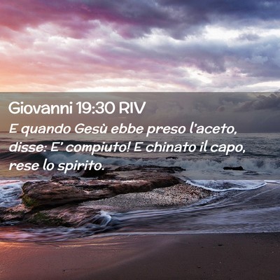 Picture 02 - Giovanni 19:30 RIV - E quando Gesù ebbe preso l’aceto, disse: E’ - Bible Verse Picture