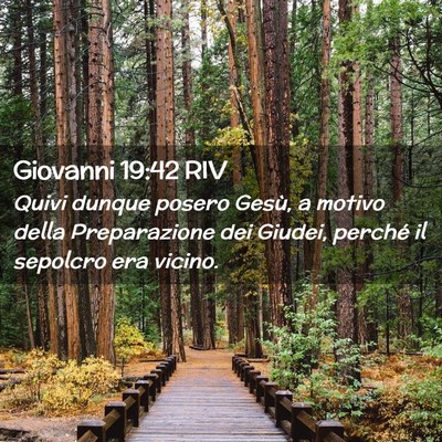 Picture 02 - Giovanni 19:42 RIV - Quivi dunque posero Gesù, a motivo della - Bible Verse Picture