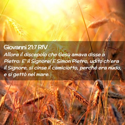 Picture 02 - Giovanni 21:7 RIV - Allora il discepolo che Gesù amava disse a - Bible Verse Picture