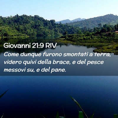 Picture 02 - Giovanni 21:9 RIV - Come dunque furono smontati a terra, videro quivi - Bible Verse Picture