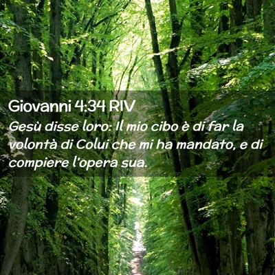 Picture 02 - Giovanni 4:34 RIV - Gesù disse loro: Il mio cibo è di far la - Bible Verse Picture