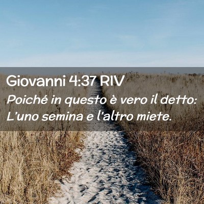 Picture 02 - Giovanni 4:37 RIV - Poiché in questo è vero il detto: L’uno - Bible Verse Picture