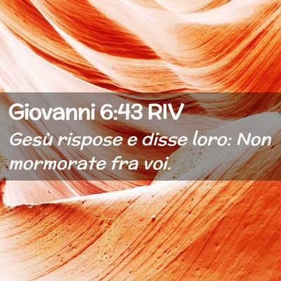 Picture 02 - Giovanni 6:43 RIV - Gesù rispose e disse loro: Non mormorate fra - Bible Verse Picture