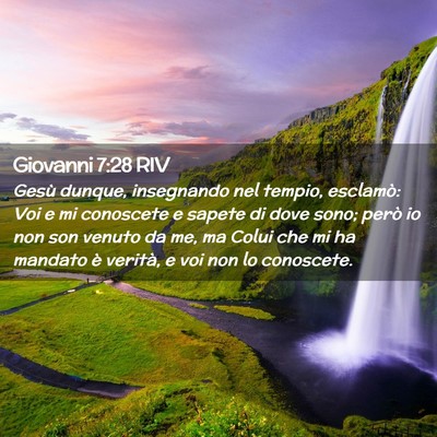 Picture 02 - Giovanni 7:28 RIV - Gesù dunque, insegnando nel tempio, esclamò: - Bible Verse Picture