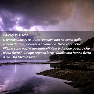 Picture 02 - Giudici 15:11 RIV - E tremila uomini di Giuda scesero alla caverna - Bible Verse Picture