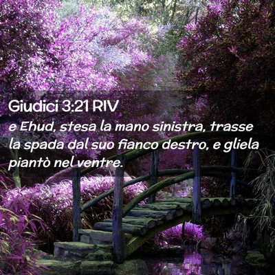 Picture 02 - Giudici 3:21 RIV - e Ehud, stesa la mano sinistra, trasse la spada - Bible Verse Picture