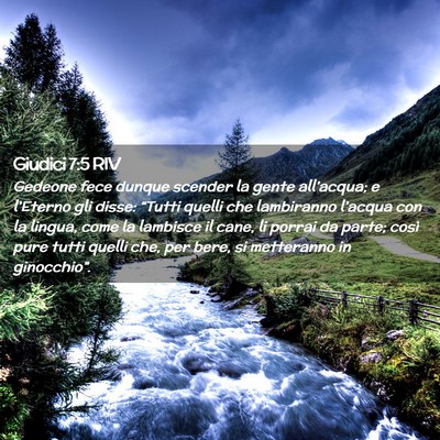 Picture 02 - Giudici 7:5 RIV - Gedeone fece dunque scender la gente all’acqua; - Bible Verse Picture