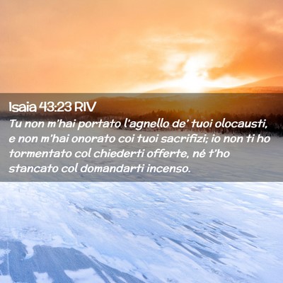 Picture 02 - Isaia 43:23 RIV - Tu non m’hai portato l’agnello de’ tuoi - Bible Verse Picture