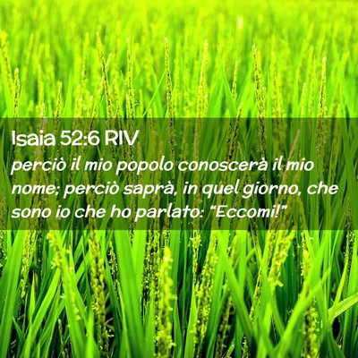 Picture 02 - Isaia 52:6 RIV - perciò il mio popolo conoscerà il mio nome; - Bible Verse Picture