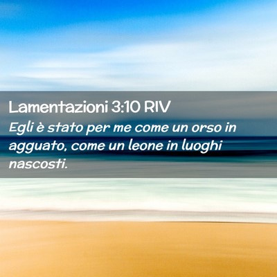 Picture 02 - Lamentazioni 3:10 RIV - Egli è stato per me come un orso in agguato, - Bible Verse Picture