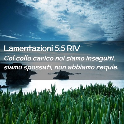 Picture 02 - Lamentazioni 5:5 RIV - Col collo carico noi siamo inseguiti, siamo - Bible Verse Picture