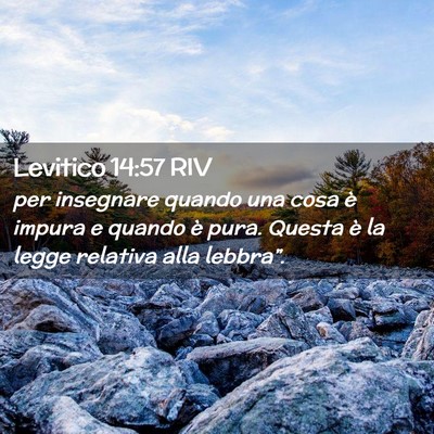 Picture 02 - Levitico 14:57 RIV - per insegnare quando una cosa è impura e quando - Bible Verse Picture