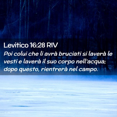 Picture 02 - Levitico 16:28 RIV - Poi colui che li avrà bruciati si laverà le - Bible Verse Picture