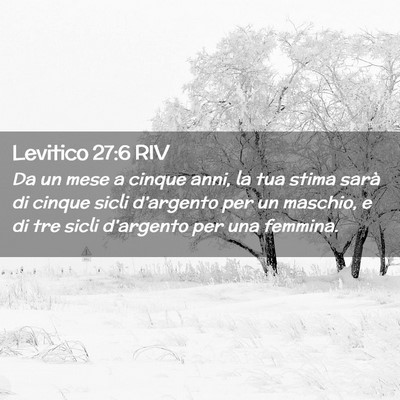 Picture 02 - Levitico 27:6 RIV - Da un mese a cinque anni, la tua stima sarà di - Bible Verse Picture