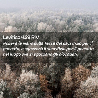 Picture 02 - Levitico 4:29 RIV - Poserà la mano sulla testa del sacrifizio per il - Bible Verse Picture