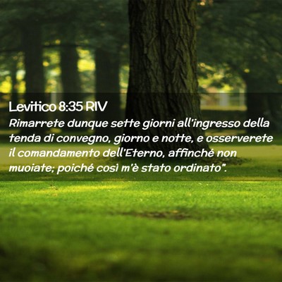 Picture 02 - Levitico 8:35 RIV - Rimarrete dunque sette giorni all’ingresso - Bible Verse Picture