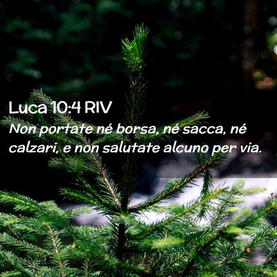 Picture 02 - Luca 10:4 RIV - Non portate né borsa, né sacca, né calzari, e - Bible Verse Picture
