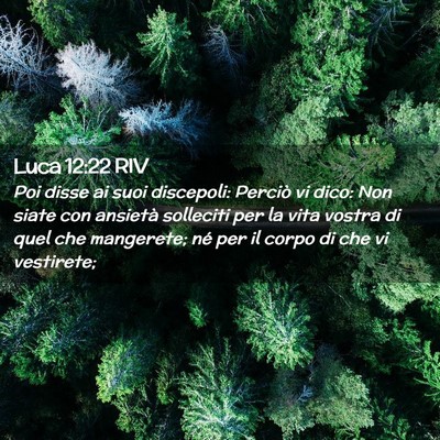 Picture 02 - Luca 12:22 RIV - Poi disse ai suoi discepoli: Perciò vi dico: Non - Bible Verse Picture