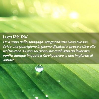 Picture 02 - Luca 13:14 RIV - Or il capo della sinagoga, sdegnato che Gesù - Bible Verse Picture