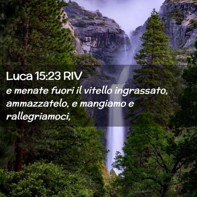 Picture 02 - Luca 15:23 RIV - e menate fuori il vitello ingrassato, - Bible Verse Picture