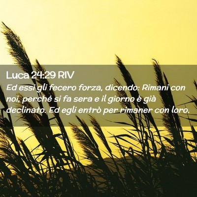 Picture 02 - Luca 24:29 RIV - Ed essi gli fecero forza, dicendo: Rimani con - Bible Verse Picture