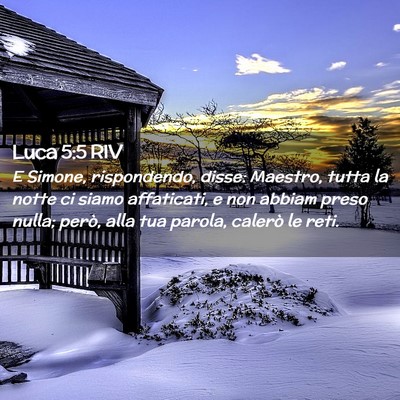 Picture 02 - Luca 5:5 RIV - E Simone, rispondendo, disse: Maestro, tutta la - Bible Verse Picture