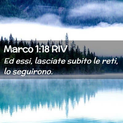 Picture 02 - Marco 1:18 RIV - Ed essi, lasciate subito le reti, lo - Bible Verse Picture