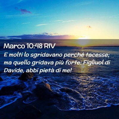Picture 02 - Marco 10:48 RIV - E molti lo sgridavano perché tacesse; ma quello - Bible Verse Picture