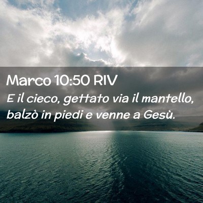 Picture 02 - Marco 10:50 RIV - E il cieco, gettato via il mantello, balzò in - Bible Verse Picture